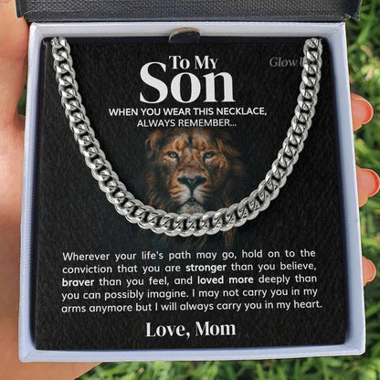 To My Son Gift Necklace Stainless Steel Cuban Chain Men Boy Chain