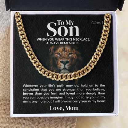 To My Son Gift Necklace Stainless Steel Cuban Chain Men Boy Chain